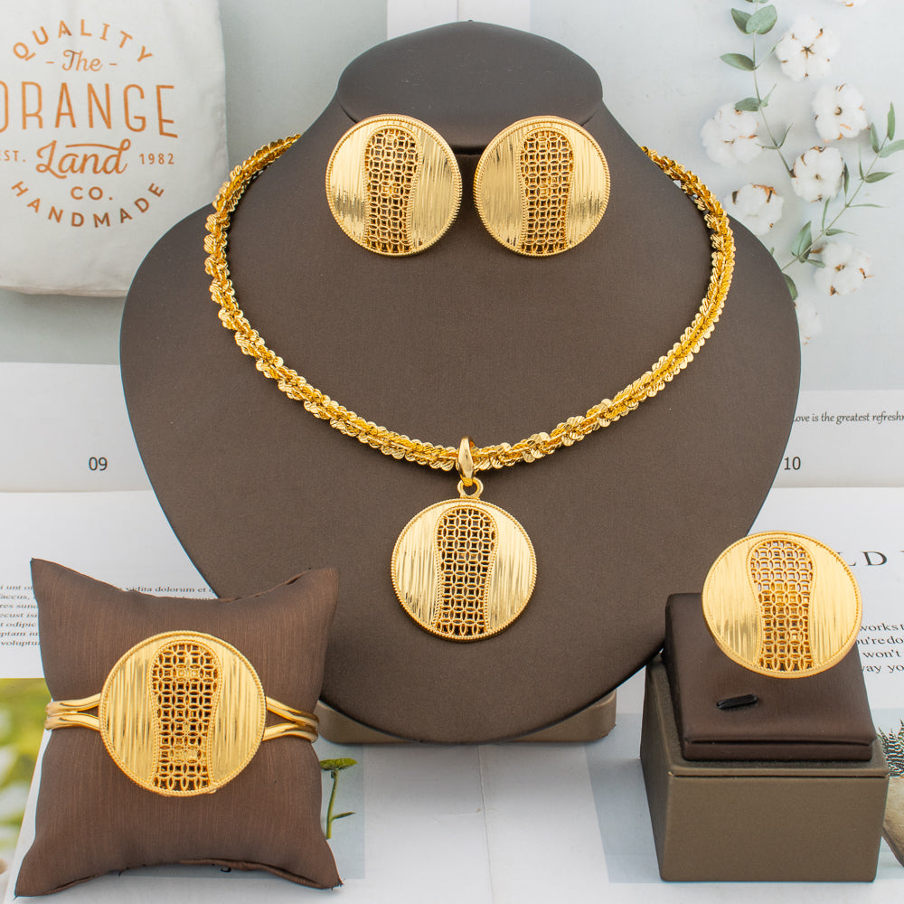 Dubai Gold Color Jewelry Sets 18K African Map Design Chain Wedding Women Ladies image 2