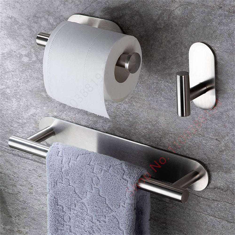 Adhesive Toilet Paper Holder Wall Mount For Bathroom Kitchen Silver Gold Black image 1