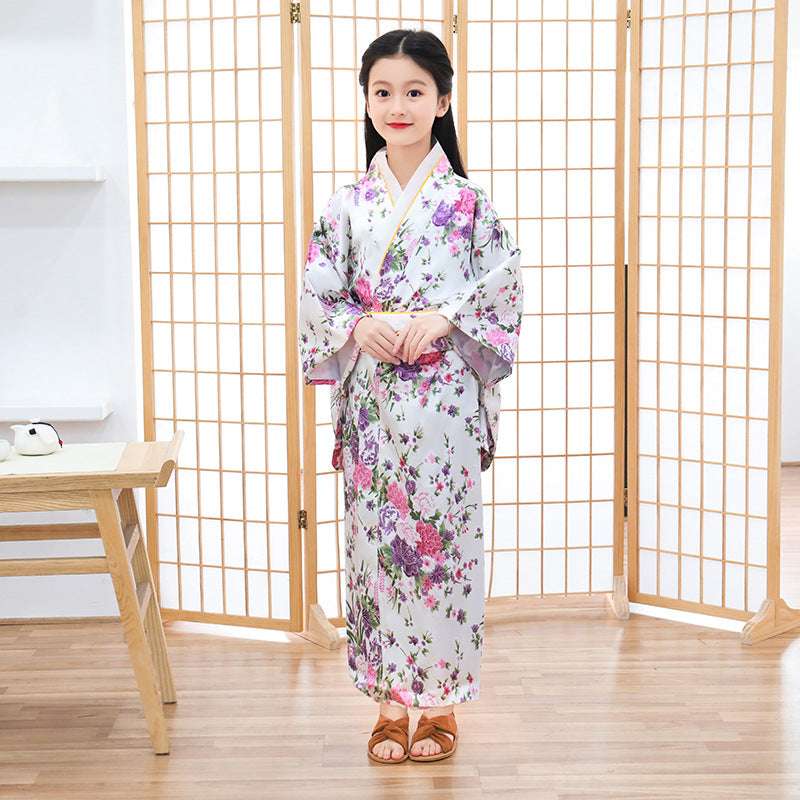 Girls Traditional Kimono Kids Original Ao Dai Yukata Wedding Dress Japanese Yuk image 3