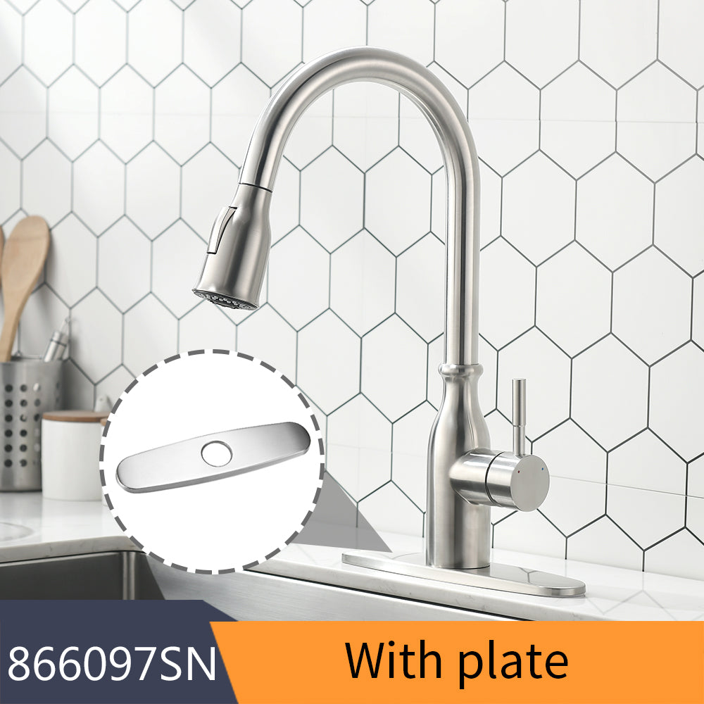Kitchen Faucets 304 Single Handle Pull Out Kitchen Tap Single Hole Handle Swive image 1