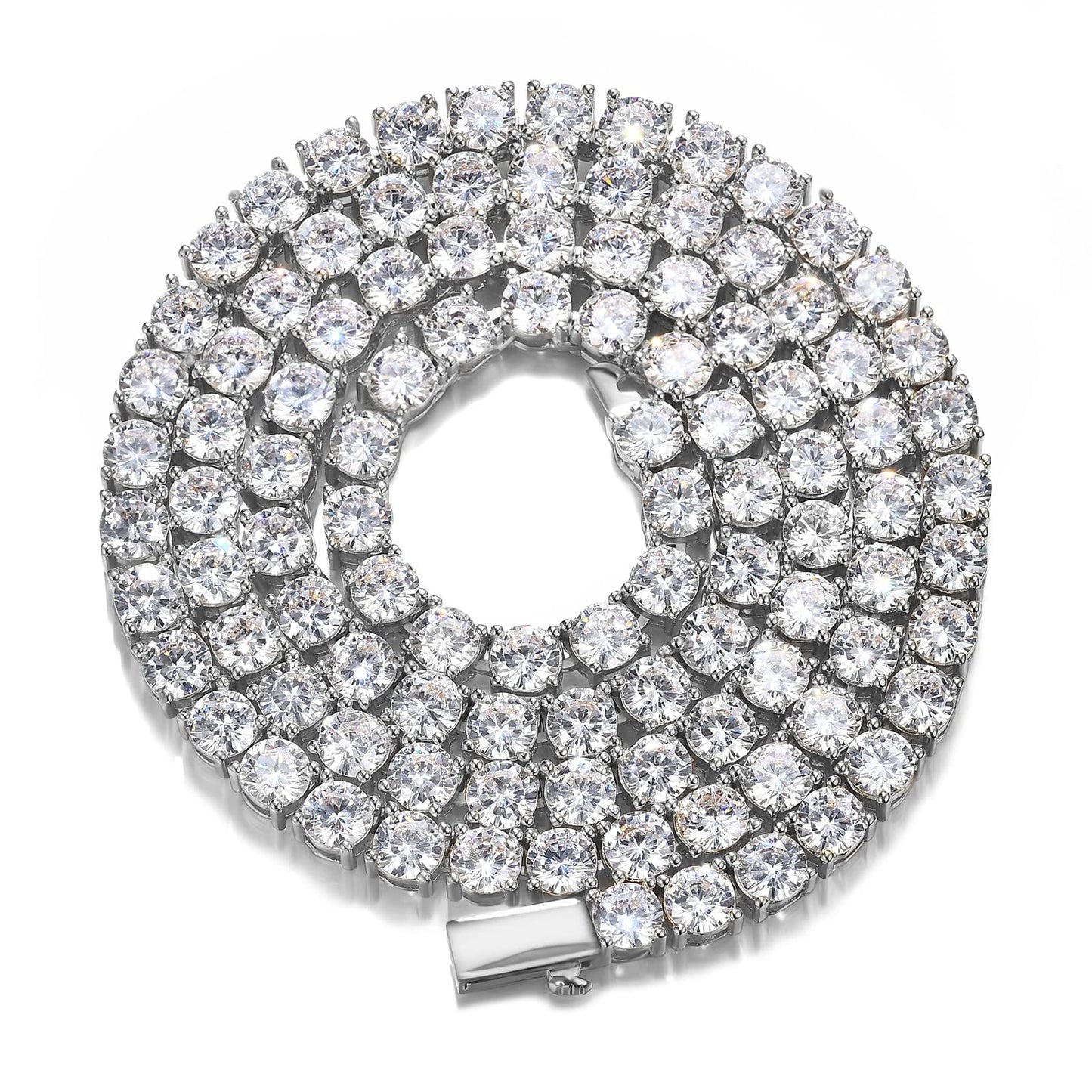 Hip Hop 1 Row 4 Prong Tennis Chain AAA CZ Stone 3/4/5/6MM Bling Iced Out Gold P image 3