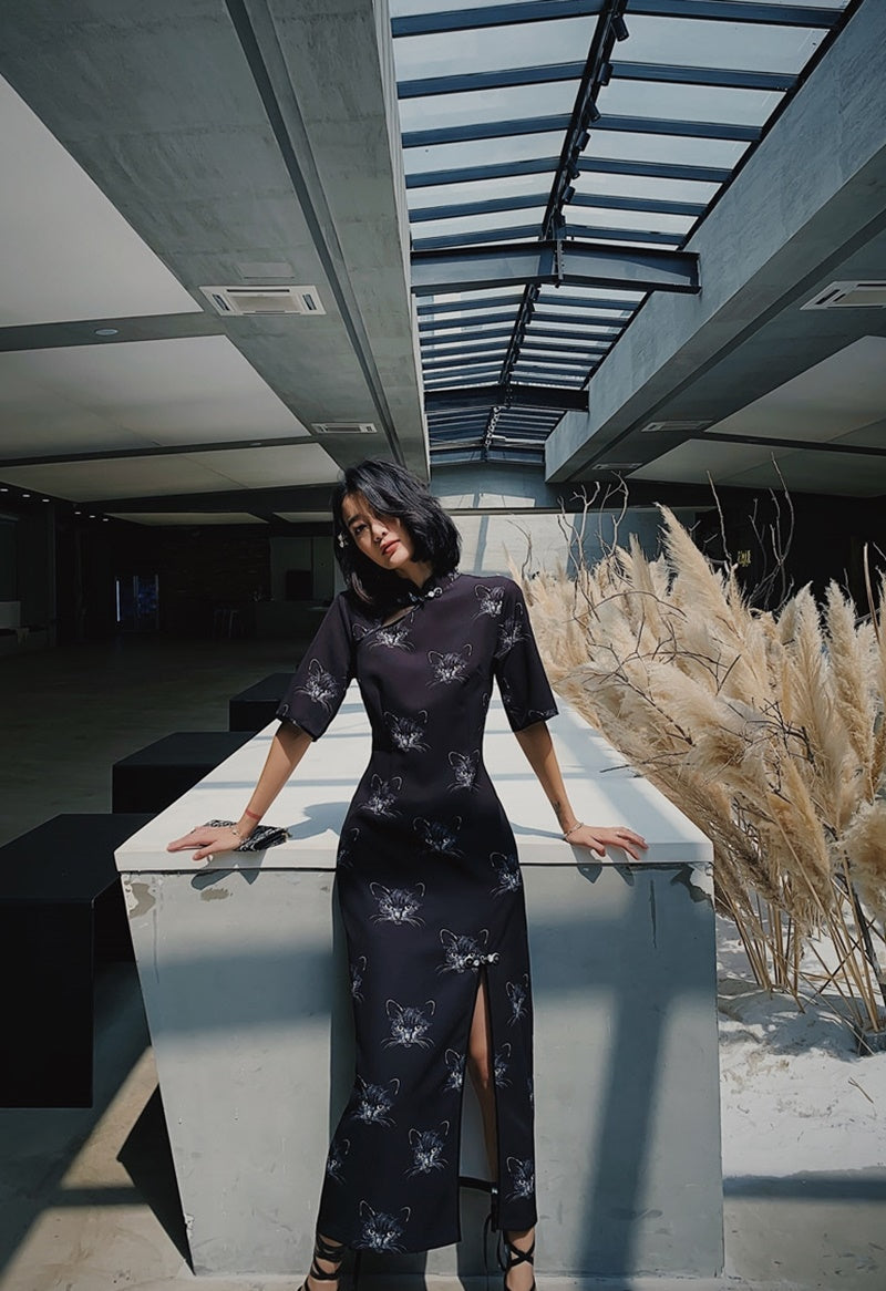 Asian Streetwear Japanese Robe Midi Long Cheongsam Oriental Vestido Elegant Chi image 0