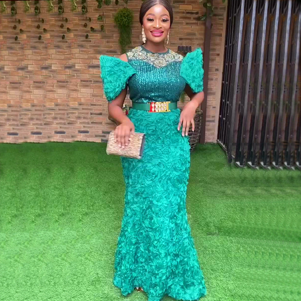Plus Size Evening Dresses for Women African Luxury Sequin Gown Elegant Turkey W image 2