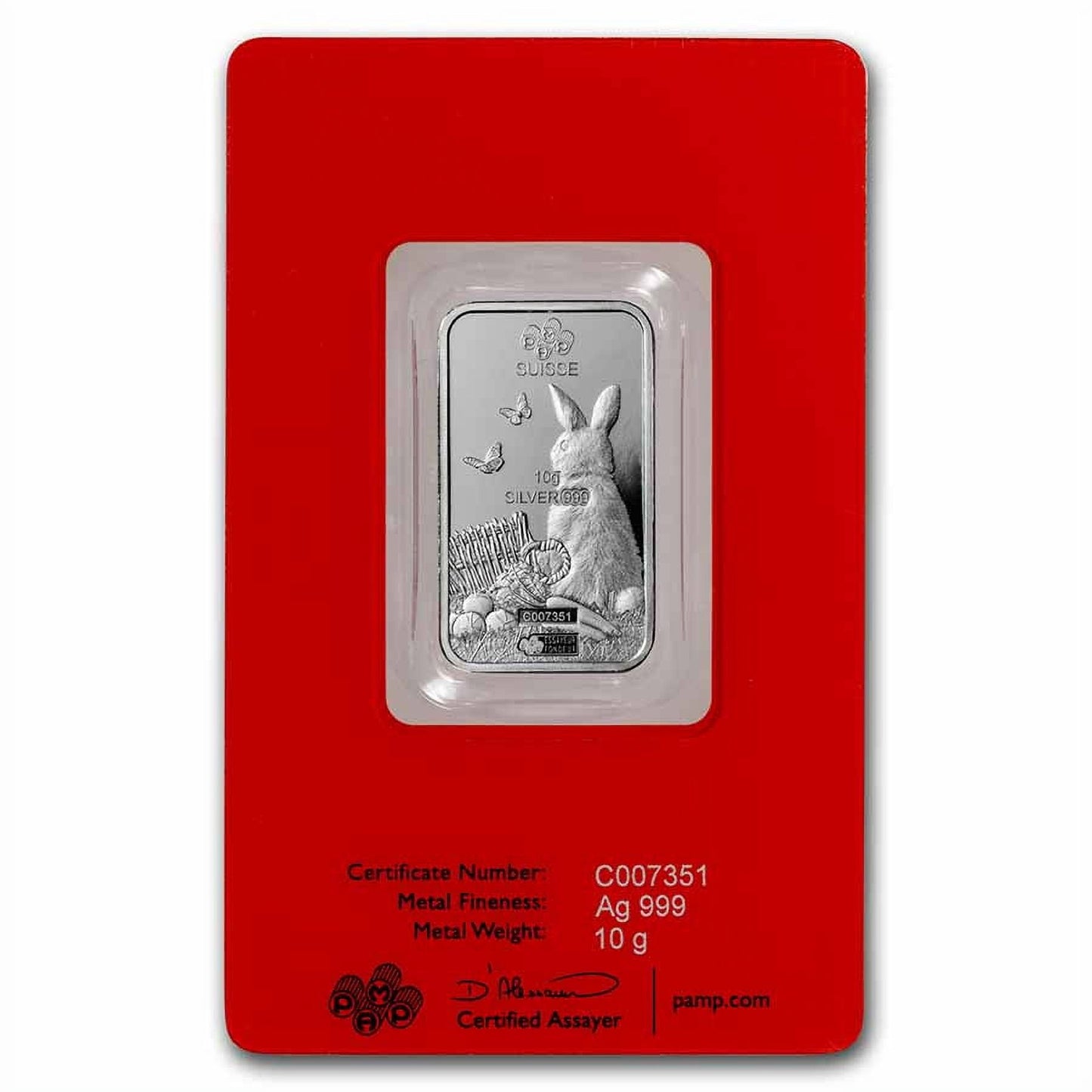 10 gram Silver Bar - PAMP Suisse (Year of the Rabbit) image 1