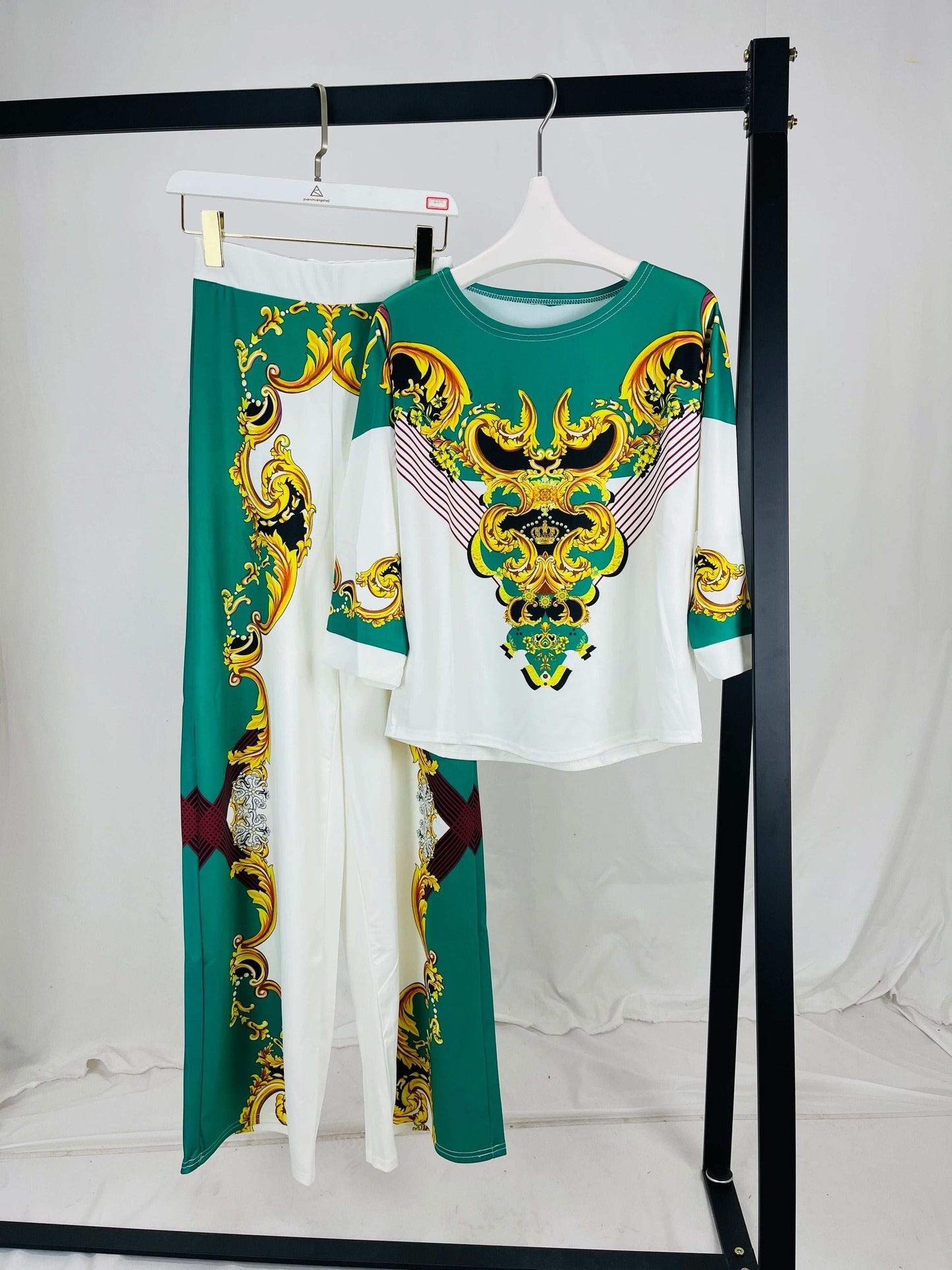 New women's pants set: African clothing combination wide leg pants new fashion image 2