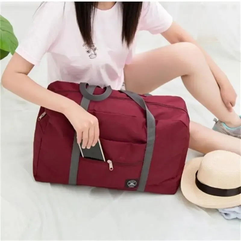 1Pc Red/Navy/Green Multifunctional Folding Travel Bag Single Shoulder Hand Lugg image 5