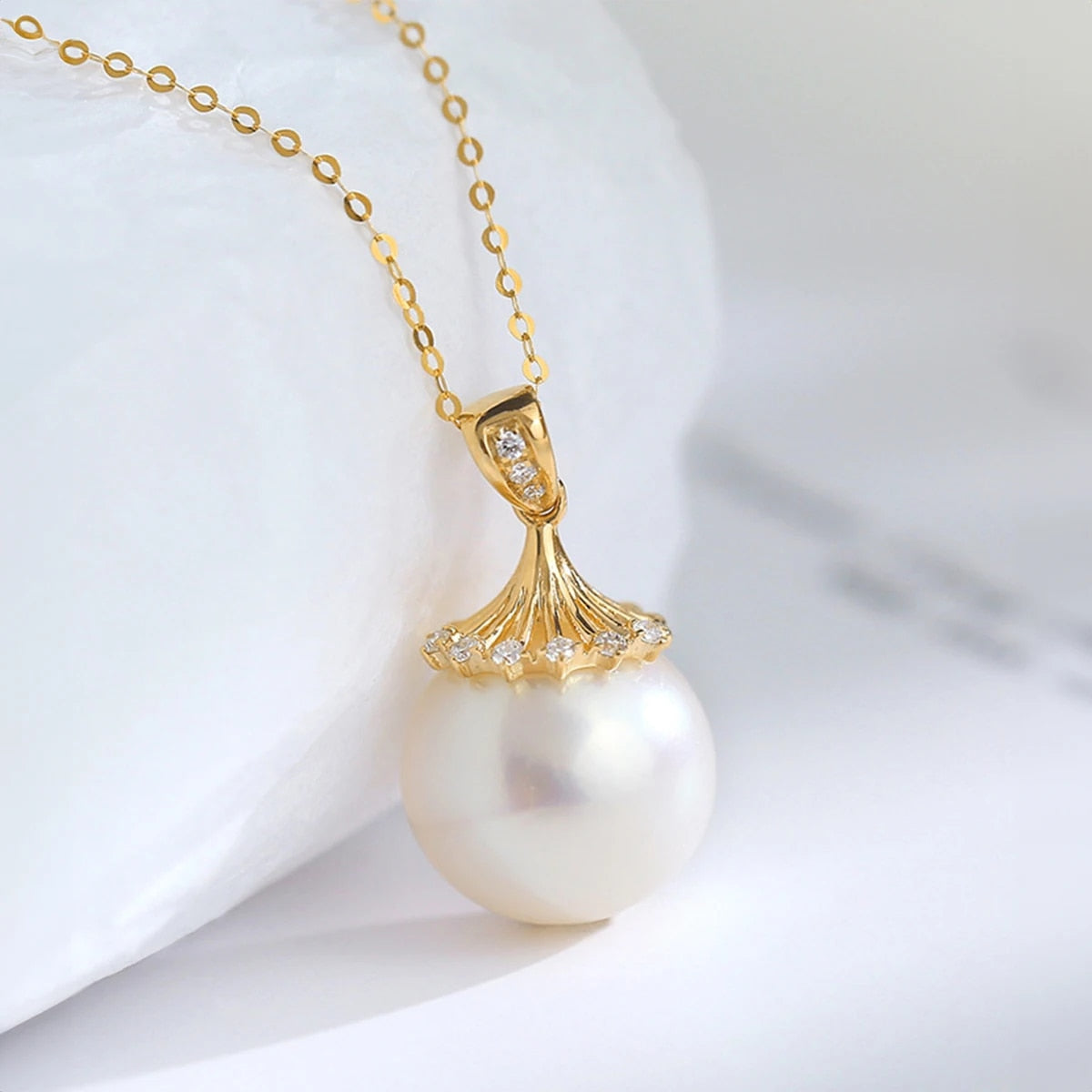 Sale At A Loss! 100% AU750 18K Gold Natrual Fresh Water Pearl Necklace With Cer image 4