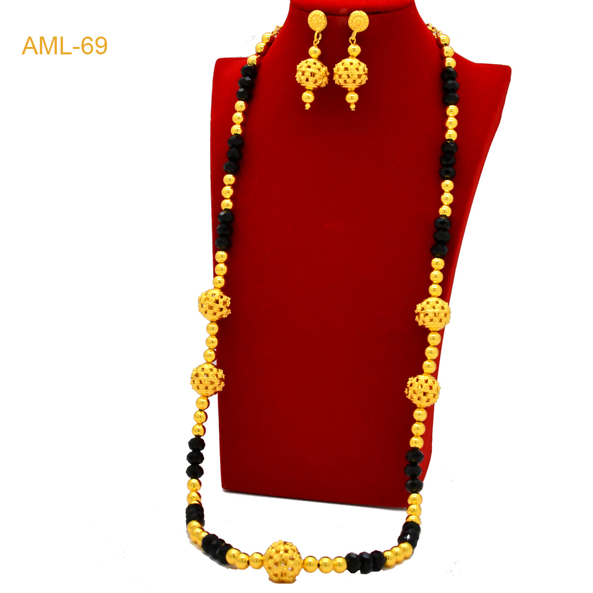 Fashion Dubai Luxury 24k Gold Color Long Chain Bead Jewelry Set For Women Arab image 5