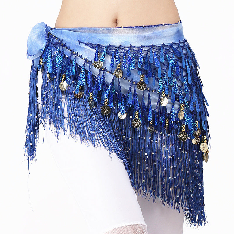 Women Belly Dance Clothing Accessories Teardrop Paillettes Fringe Wrap Elastic image 11