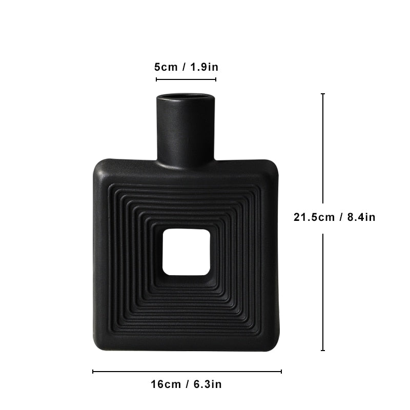 Square Ceramic Vase Modern Nordic Boho Style Vases For Living Room Shelf Table image 4
