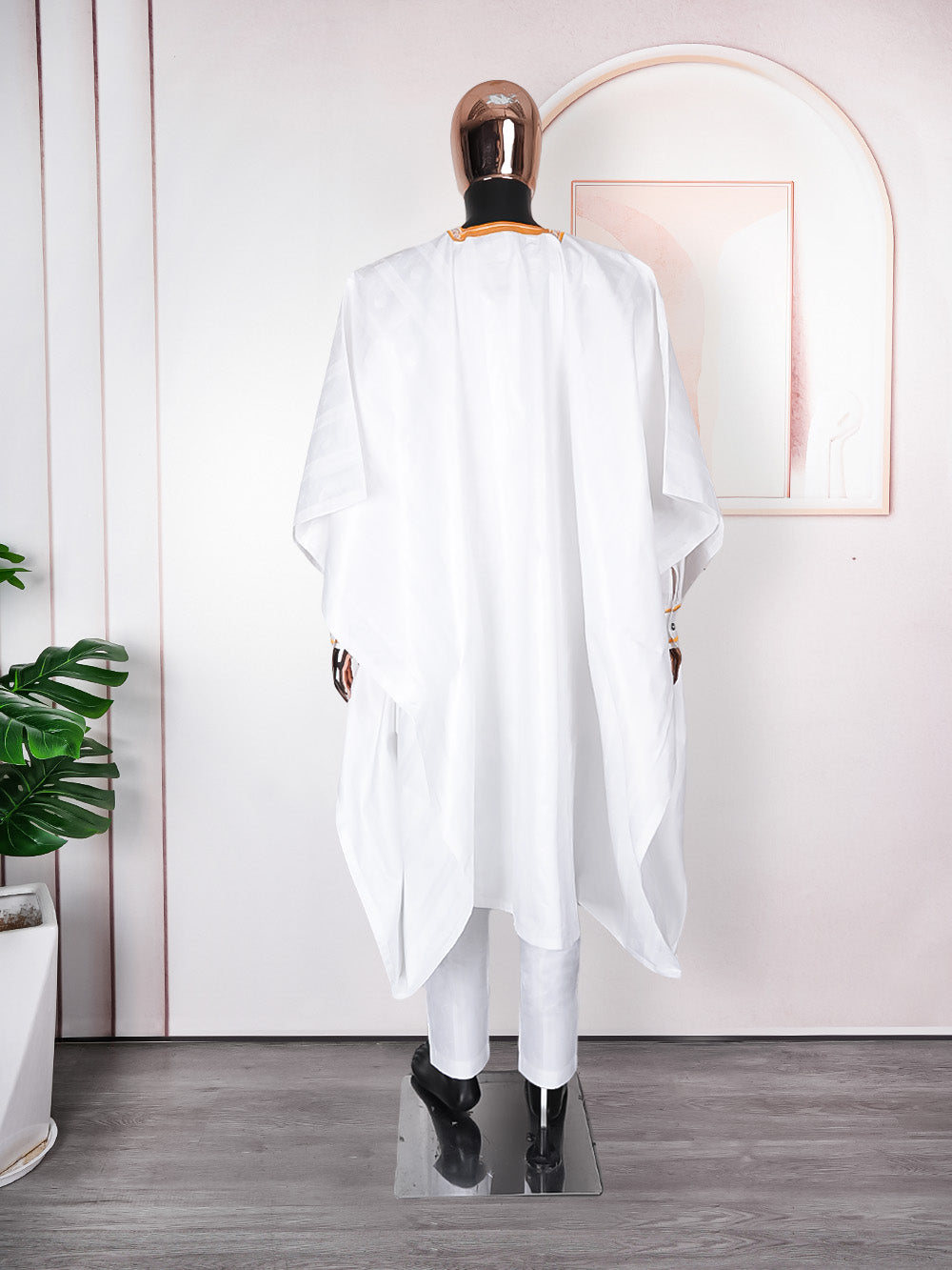 H&D New African Clothes for Men Traditional Rich Bazin Original Embroidery Wh image 2
