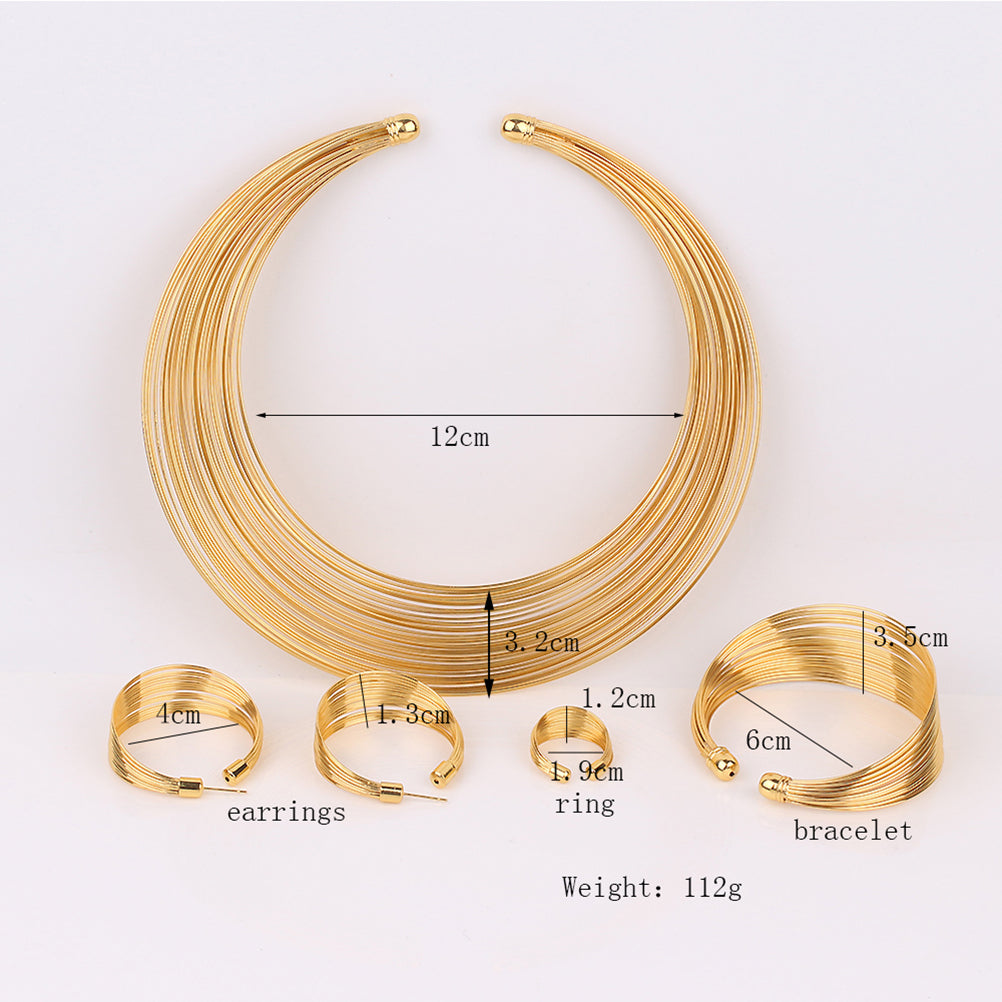 African Style Tribal Handmade Gold Plated Jewelry Suit for Bridal Wedding Neckl image 3