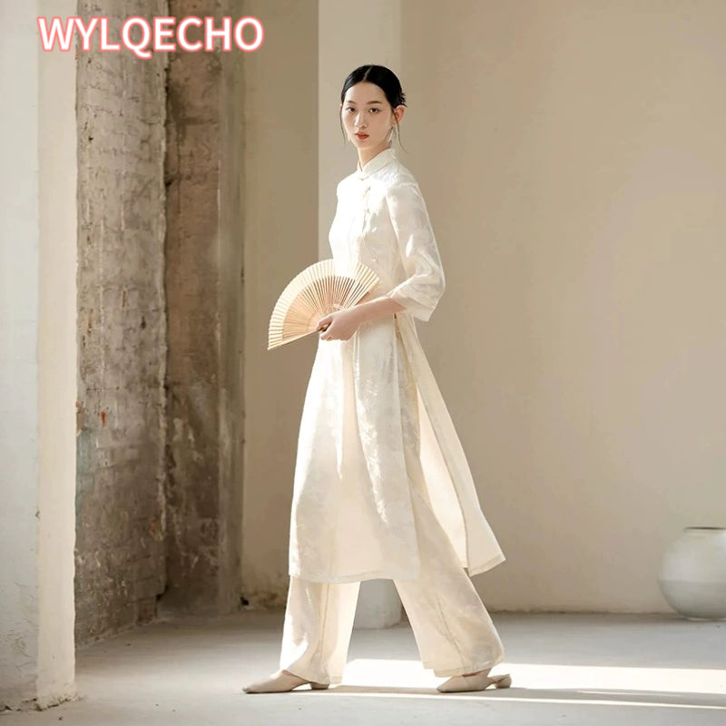 Traditional Vietnam Woman Retro Ao Dai Elegant Chinese Style Cheongsam Vintage image 3