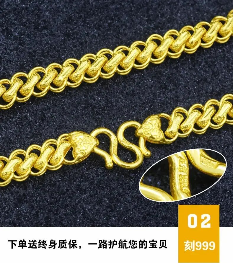 Gold shop with 9999 real gold necklace men's and women's gold 24K necklace fort image 7