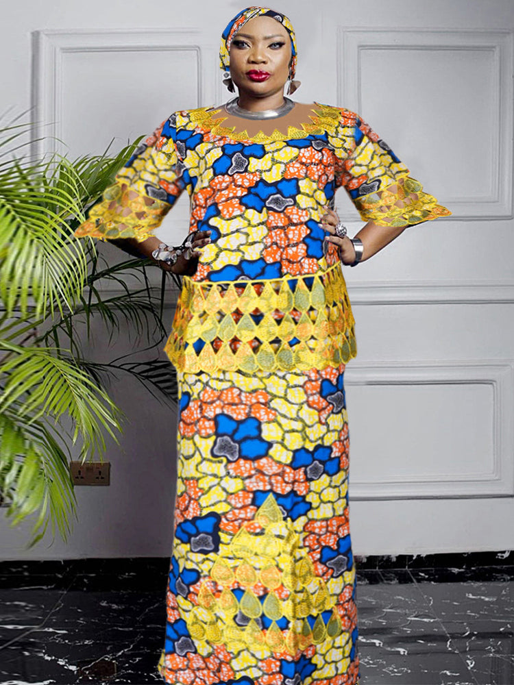 3XL 4XL Women Plus Size Clothing African Dashiki Print Wax Dress Wedding Party image 8