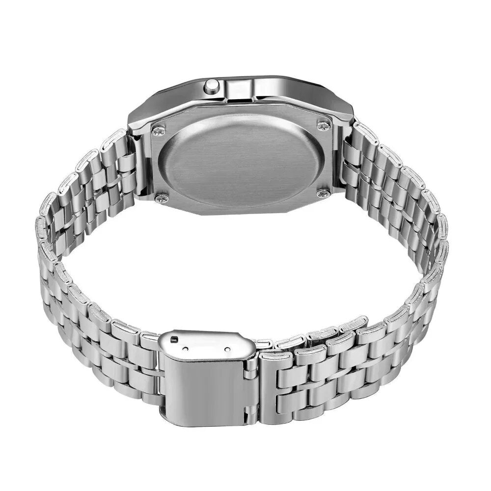 LED Steel Belt Rose Gold Silver Watches Men Women Electronic Digital Display Re image 5