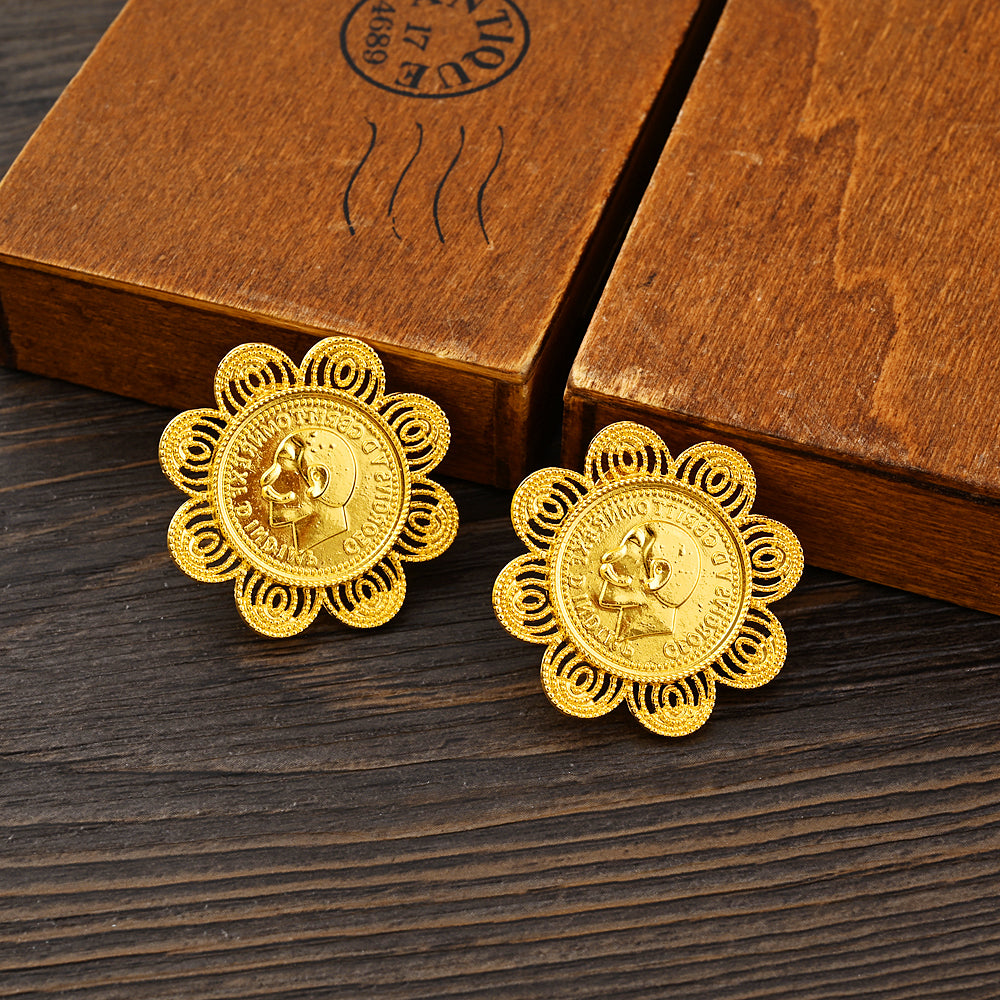 Ethiopian Luxury Jewelry Sets Gold plated Earrings Ring Pendant for Women Eritr image 4
