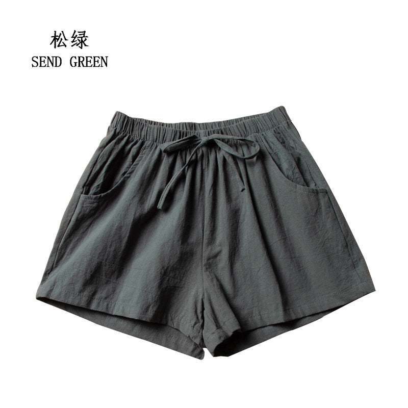 Casual Linen Shorts Women Gym Workout Shorts Cotton Short Pants High Waisted Bl image 9
