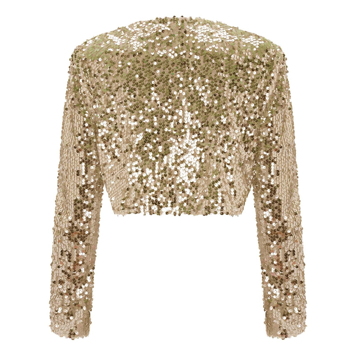 Women Coat Shining Sequined Long Sleeve Cropped Length Open Front Bolero Shrug image 4