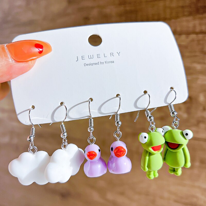 Boho Resin Colorful Earrings Set For Women Pearl Butterfly Gold Color Metal Cir image 8