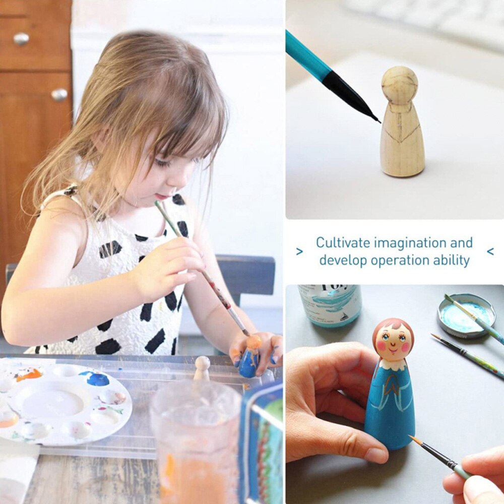 28PCS 35mm 55mm 63mm Wooden Peg Dolls Hardwood Natural Unfinished Boy Girl Wood image 1