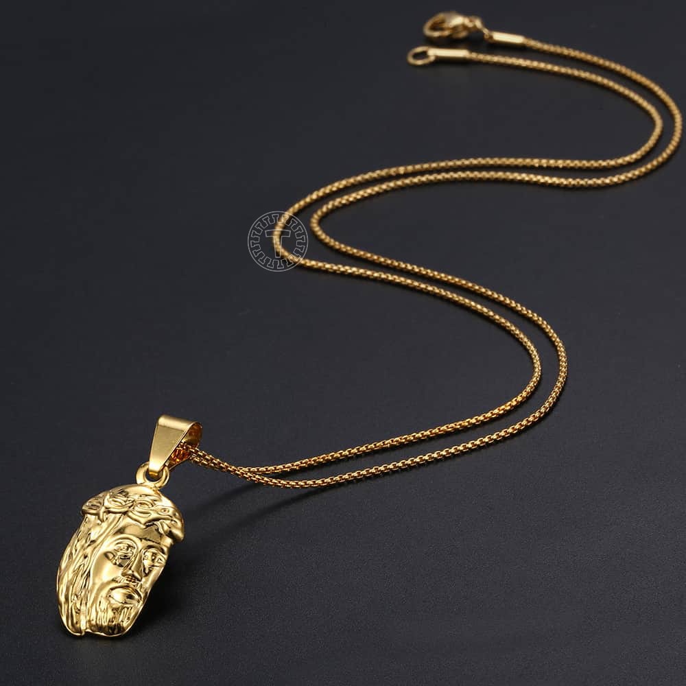 Trendsmax Women's Necklace Jesus Pendant Gold Color Box Chain For Men image 1