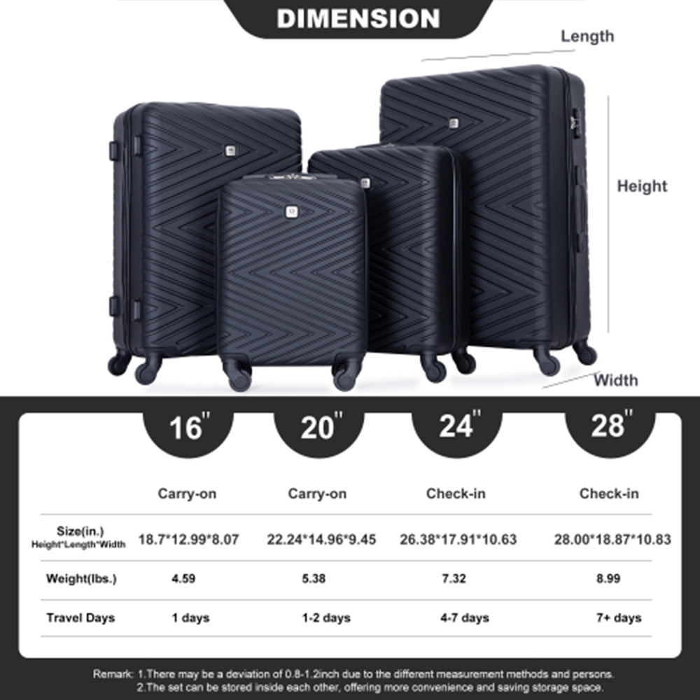 Travelhouse Luggage set 4-Piece ABS Suitcase With Spinner Wheels,24 Inch and 28 image 9