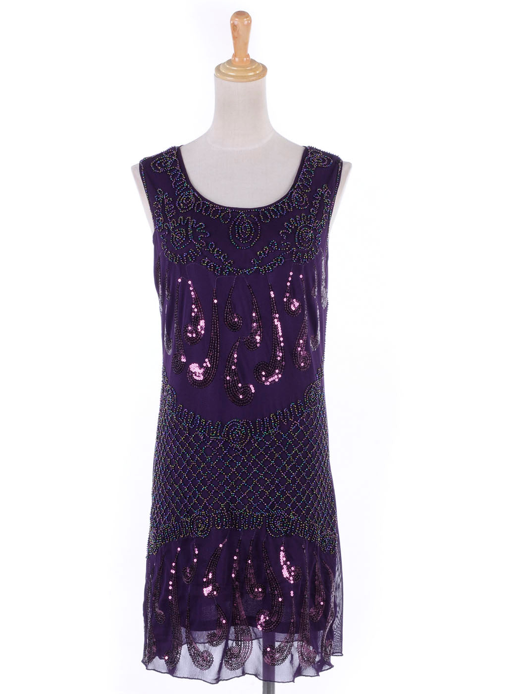 Musical Notes Shape Sequin Embellished Beaded Trim Dress Waist Sheath Club Dres image 3