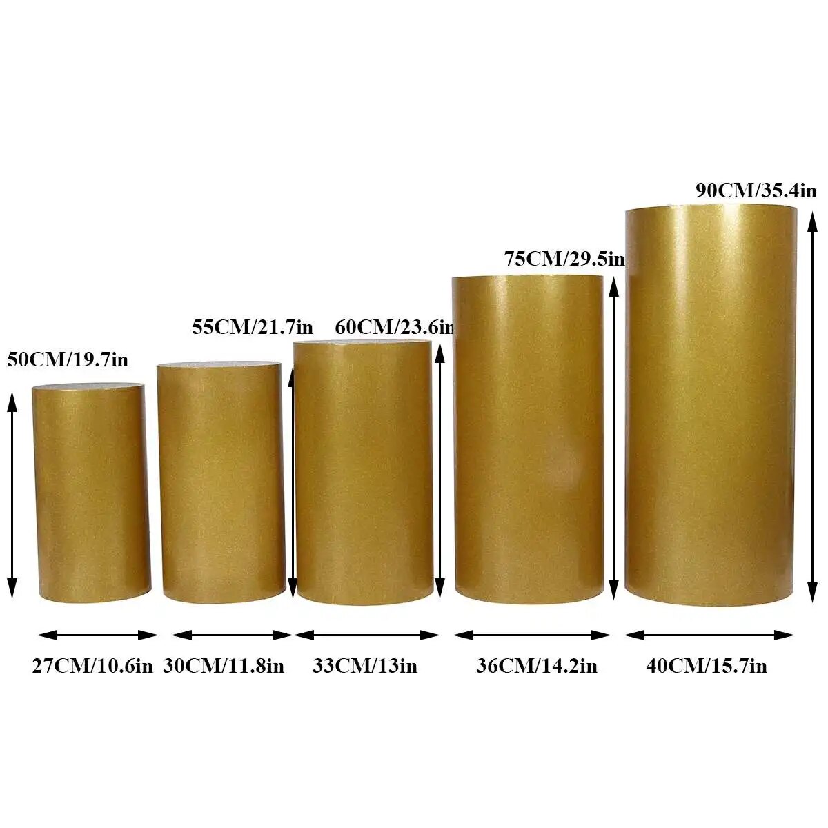 White Gold New Round Cylinder Pedestal Display Art Decor Plinths Pillars for DI image 0