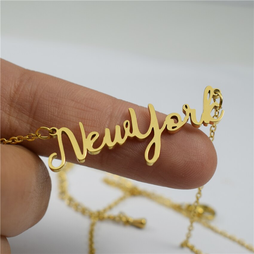 California Necklace Stainless Steel Gold Plated Handwritten Script Florida New image 2