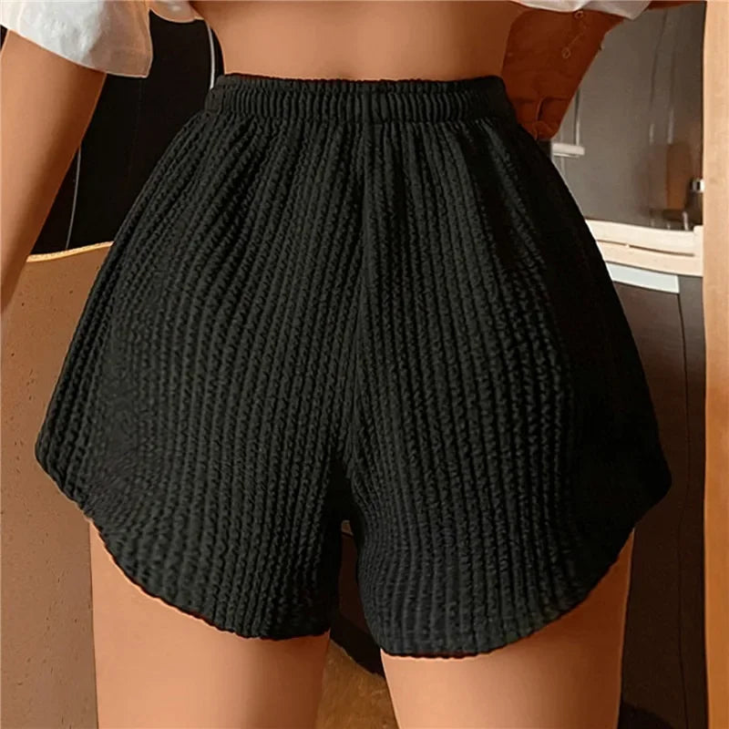 Women Shorts Summer High Elastic Lace Up Drawstring Wide Leg Sweat Fitness Runn image 9