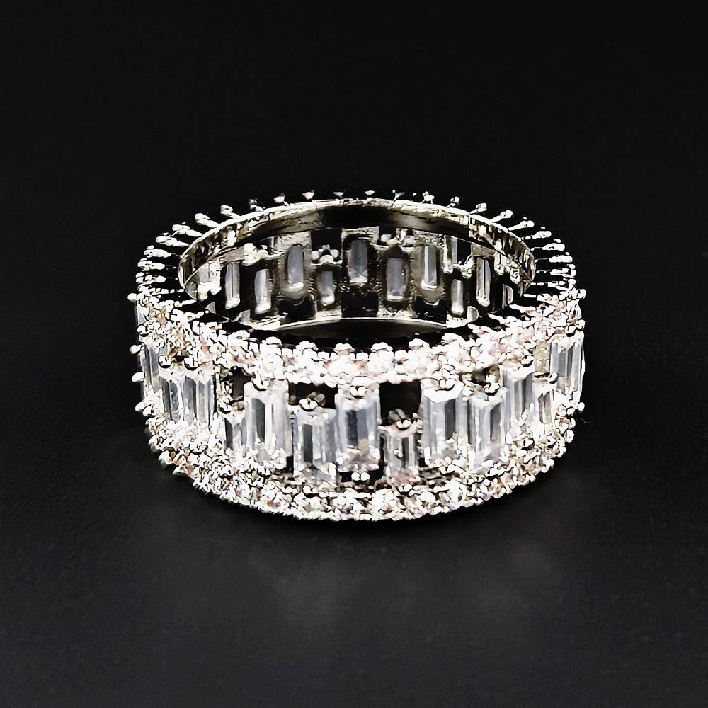 2024 New Luxury Rose Gold Silver Color Rectangle Eternity Band Ring for Women A image 0