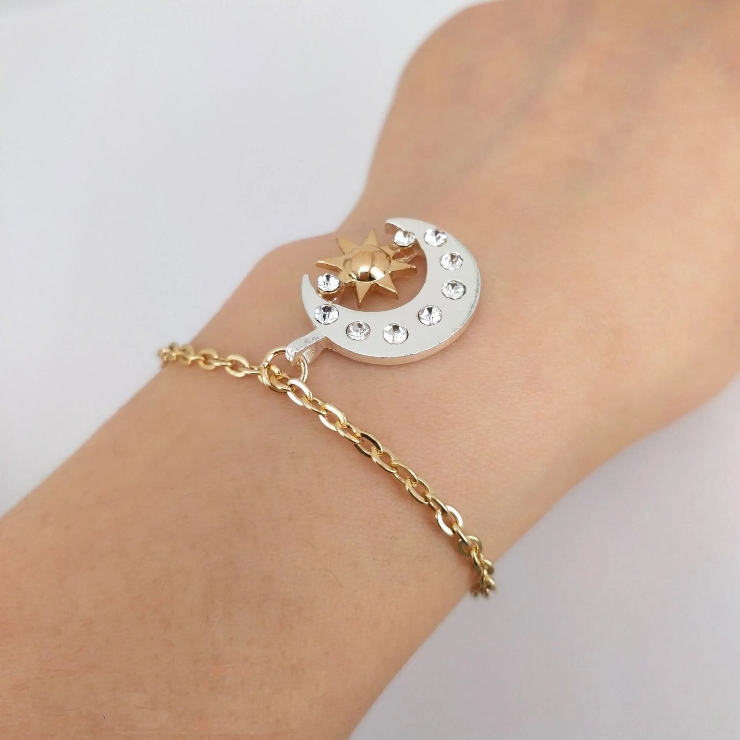 hzew new Pair Of Celestial gold Sun And silver color Moon bracelet Best Friends image 2