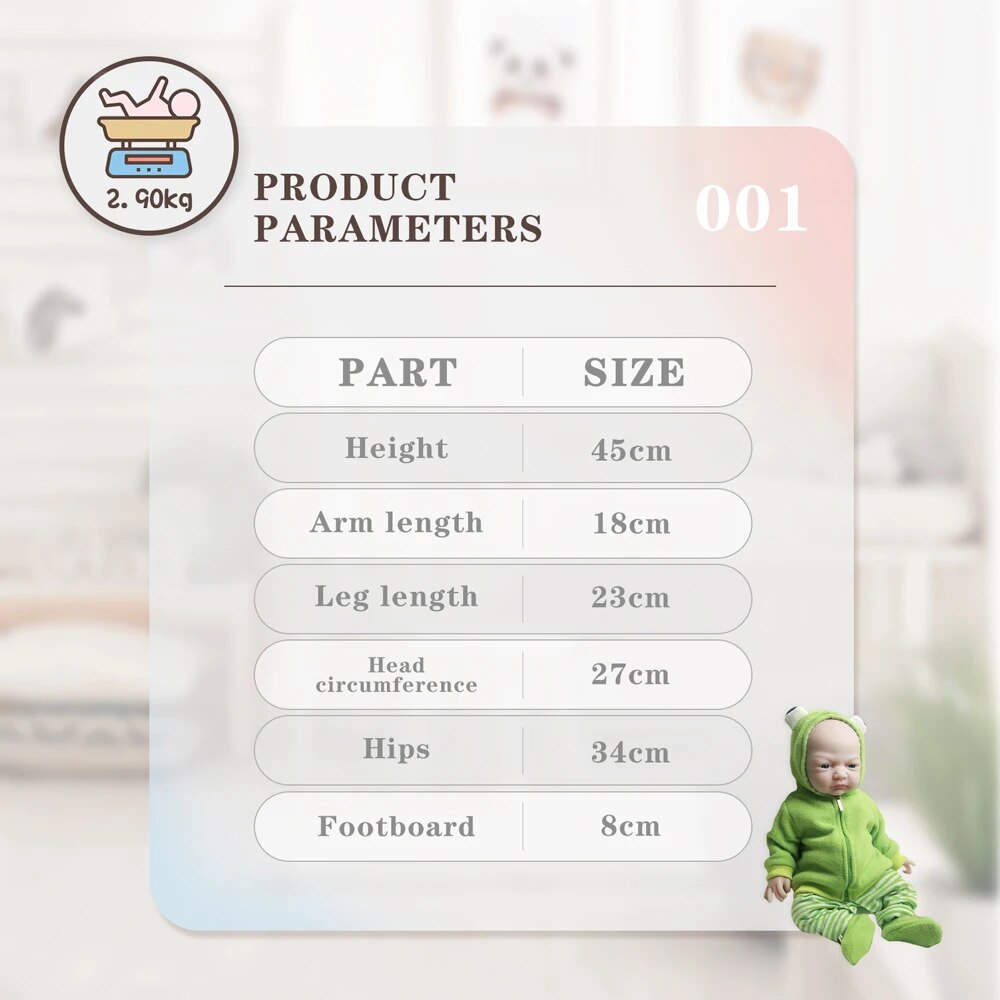 COSDOLL 2.6kg 45cm Reborn Baby Dolls Full Body Silicone Girl Baby Doll Lifelike image 6