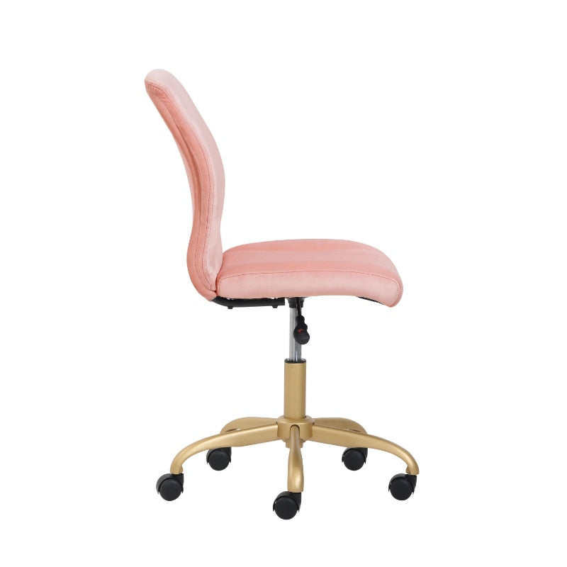 Mainstays Plush Velvet Office Chair, Pearl Blush office chair recliner chair of image 5