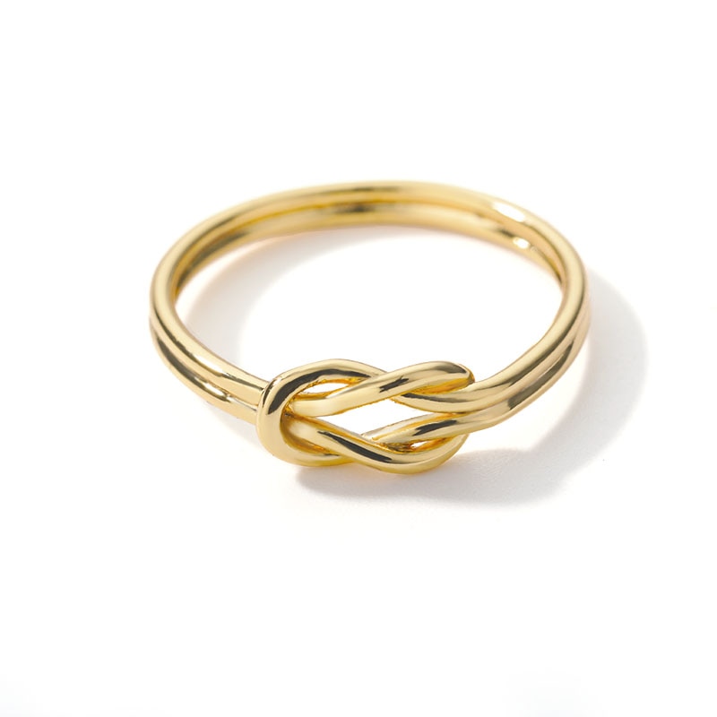 Knot Infinity Rings For Women Girls Gold Color Stainless Steel Heart Finger Ri image 0