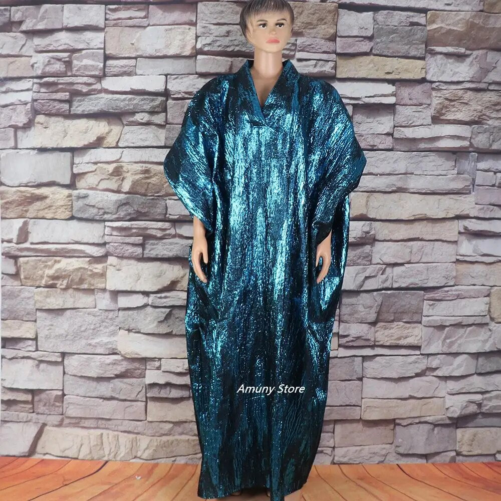 African American mother expensive custom hot gold jacquard fabric loose dress image 12