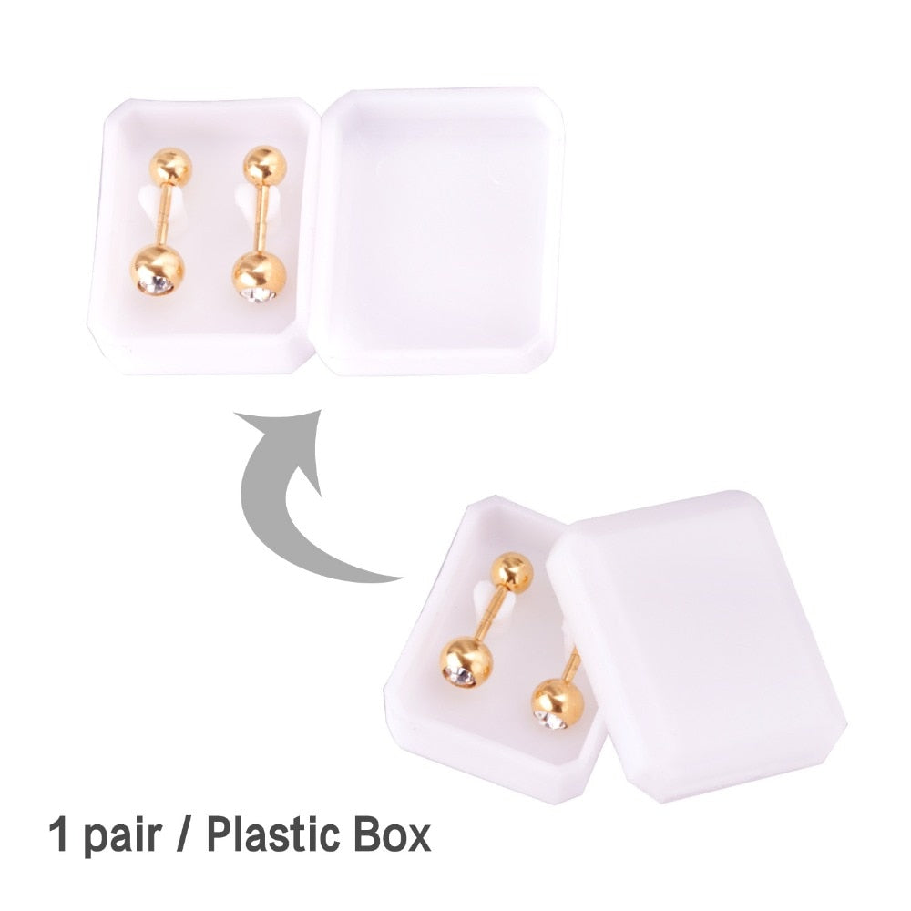 LUXUSTEEL Crystal Earrings For Women Men Gold Color Stainless Steel Round CZ St image 9