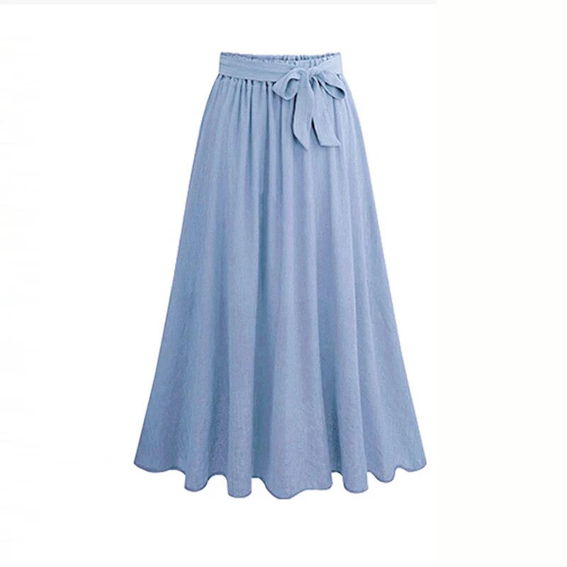 Casual Streetwear Plus Size Long Skirts Women Summer Chiffon Lace Up Bow Maxi S image 0