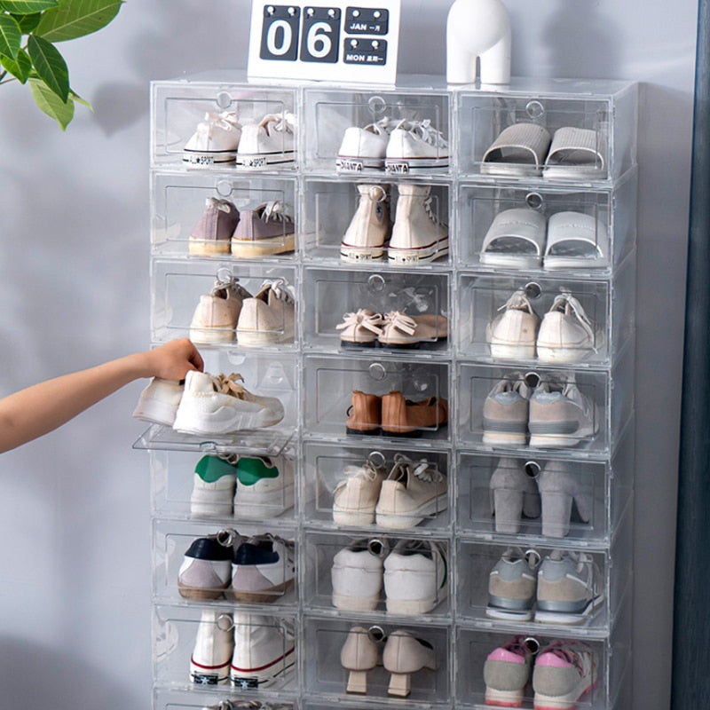 6pcs shoe cabinet High light transmission Transparent slippers sneakers storage image 1