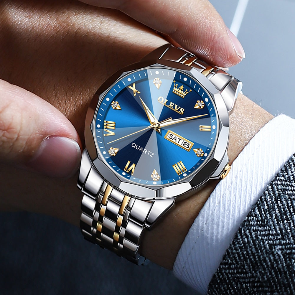 TAXAU New Watch For Men Rhombus Original Quartz Waterproof Wristwatch Gold Stai image 11