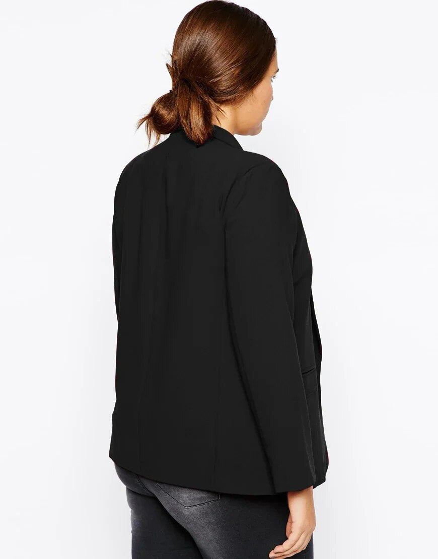 Plus Size Open Front Casual Blazer Women Long Sleeve Pocket Shawl Collar Spring image 1