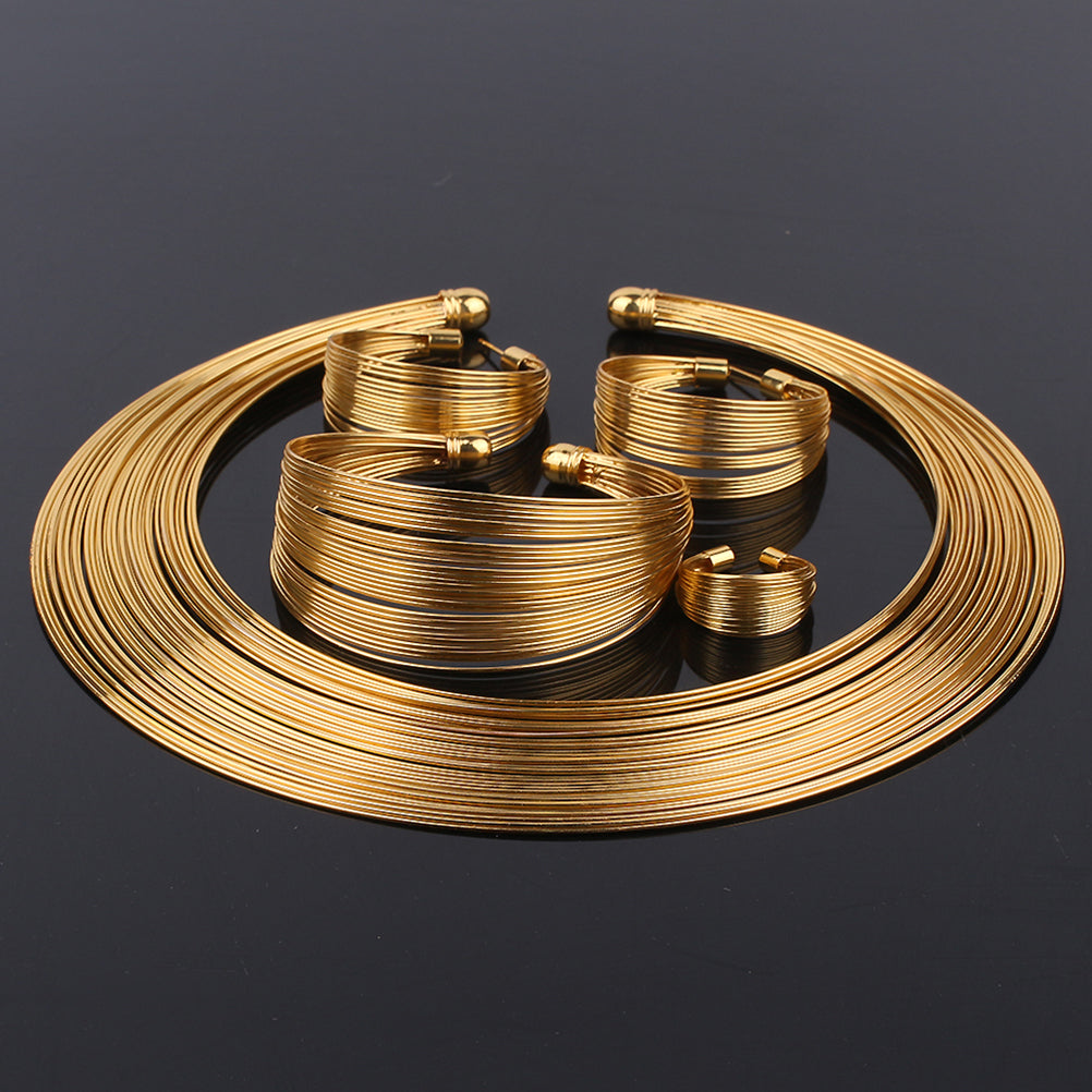 African Style Tribal Handmade Gold Plated Jewelry Suit for Bridal Wedding Neckl image 1