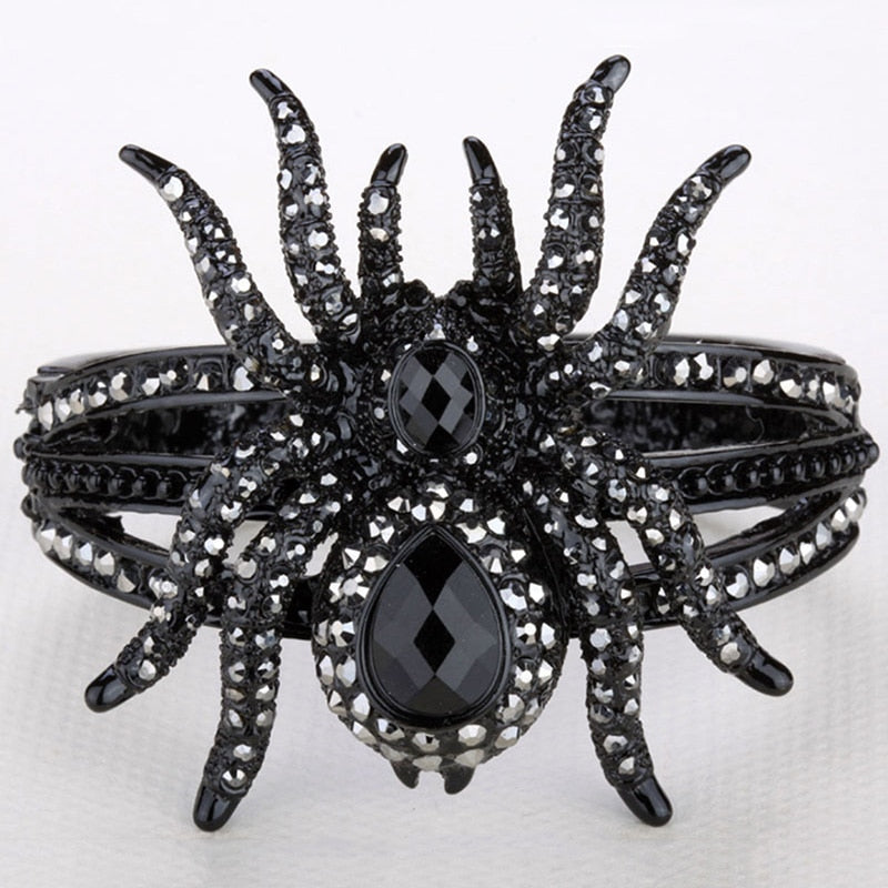 Spider bangle bracelet halloween bling jewelry gifts for women antique gold image 4