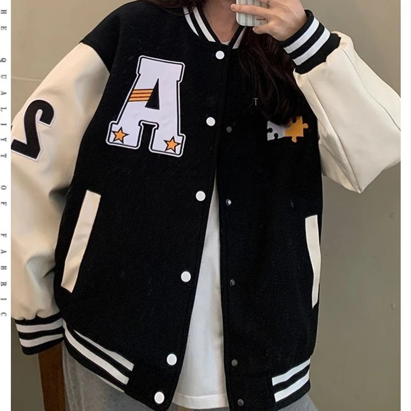 Unisex Retro Alphabet Print Baseball Jacket - Harajuku Style All-Match for Men image 4
