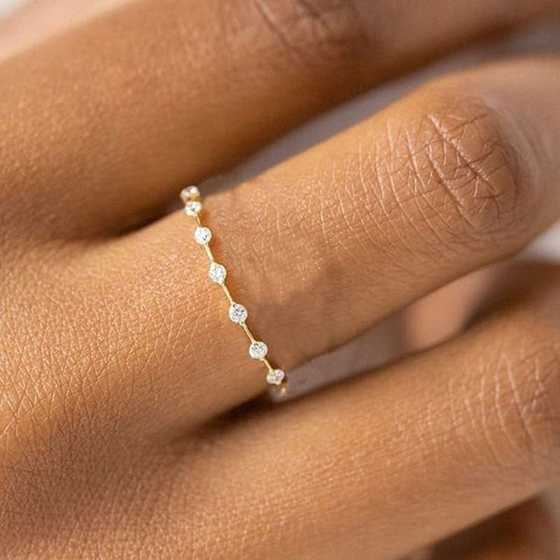 New INS Gold Color Noble Trend Dainty Rings For Women Entry Lux Zircon Midi Fin image 0