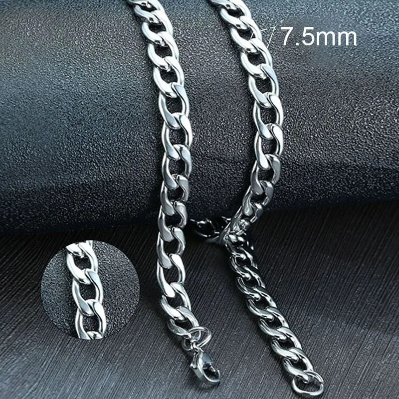 Vnox Men's Cuban Link Chain Necklace Stainless Steel Black Gold Color Male Chok image 7
