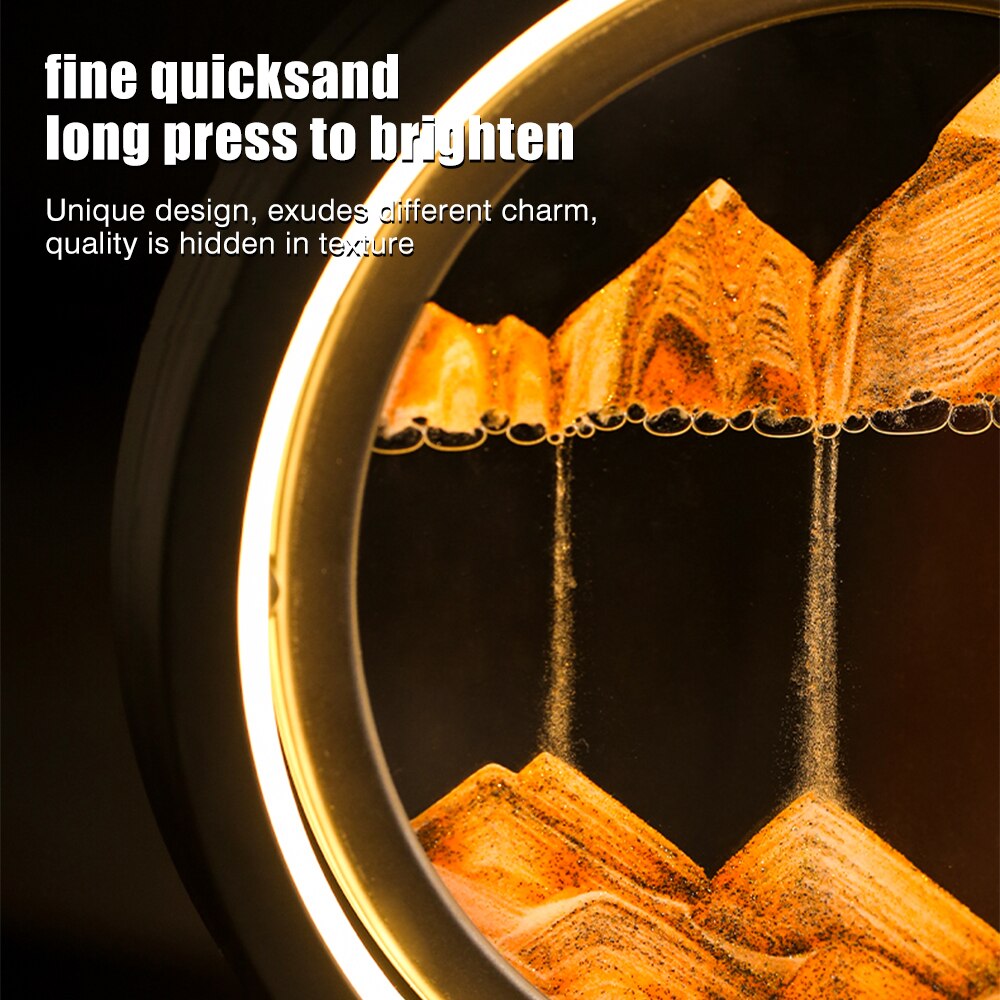 Moving art sand Hourglass table lamp Craft quicksand 3D Natural Landscape image 11