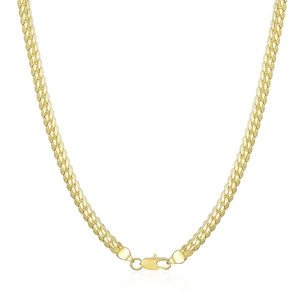 18-24Inch 45-60cm 18K Gold 5mm Full Sideways Chain Necklace For Women Man Fashi image 4