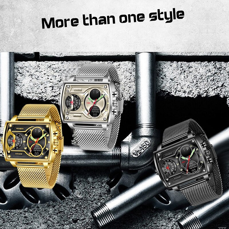 2023 Men Watch Gold Quartz Led Clock Men Sport Waterproof Wrist Watch Male Mili image 8